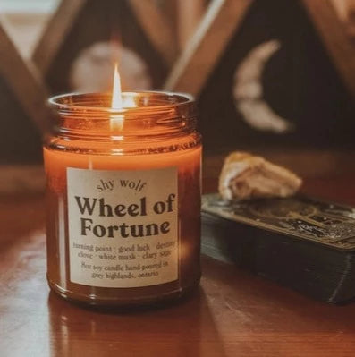 Shy Wolf Tarot Candle | Wheel of Fortune