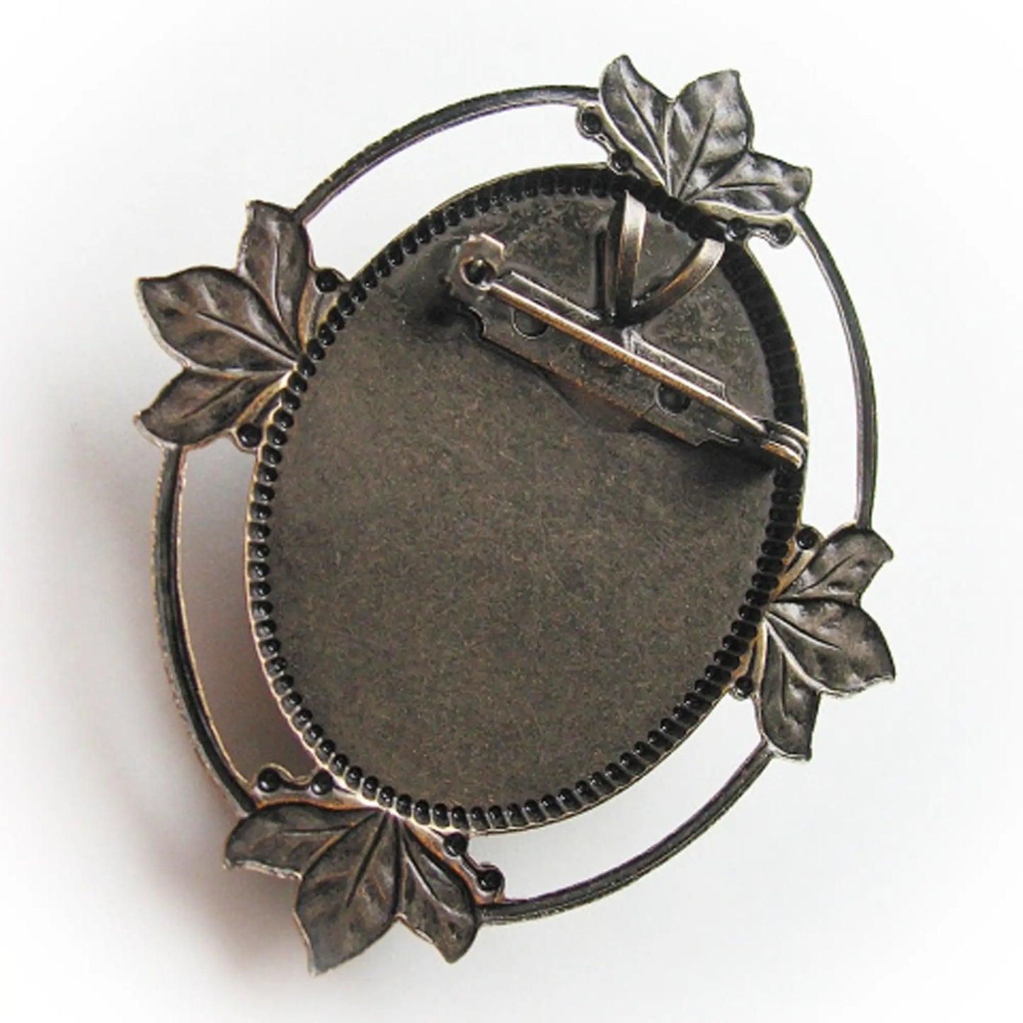 Petite Black and Ivory Floral Brooch Pendant